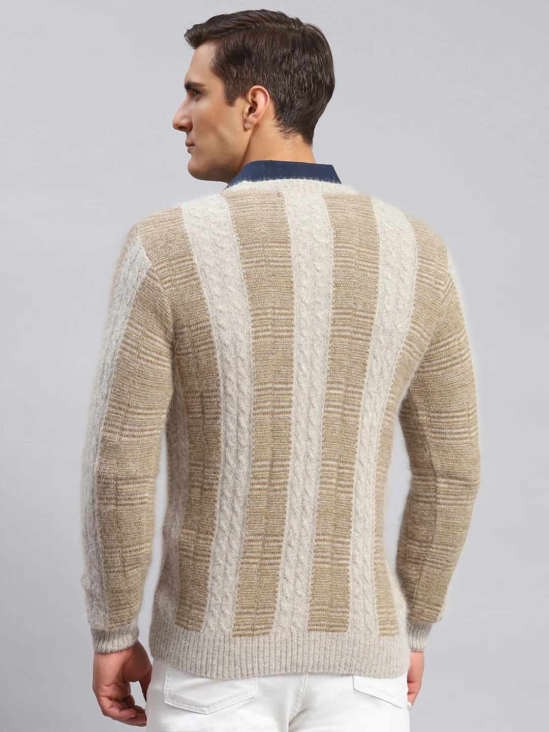 Men Beige Printed Angoora Pullover - Image 5