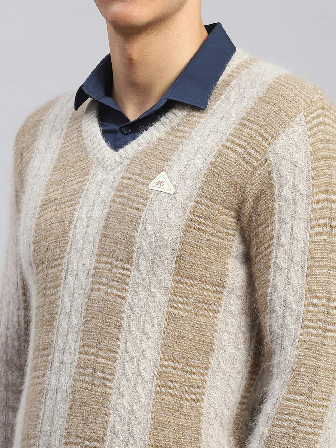 Men Beige Printed Angoora Pullover - Image 6
