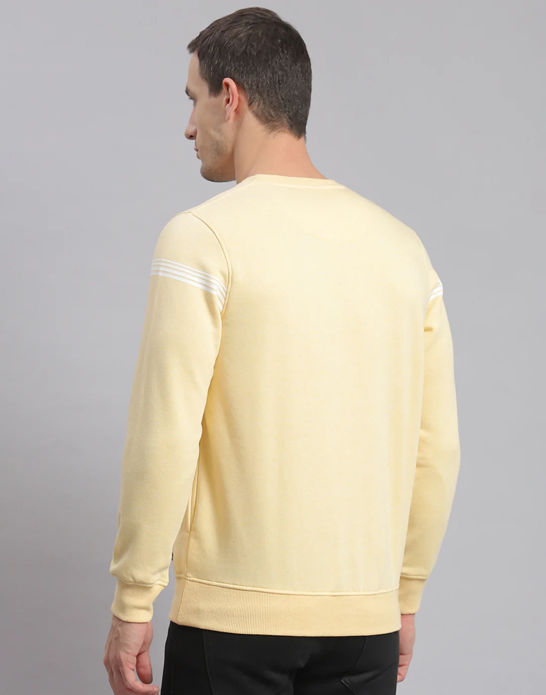 Men Beige Printed Round Neck Full Sleeve Sweatshirt - Image 6