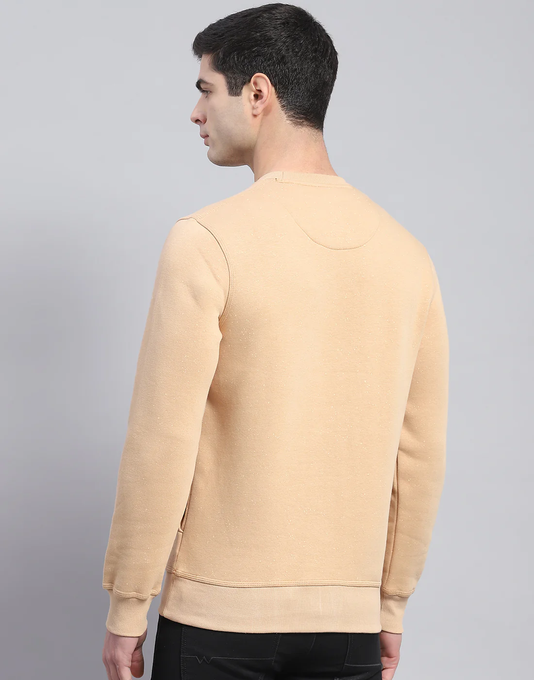 Men Beige Printed Round Neck Full Sleeve Sweatshirt - Image 6