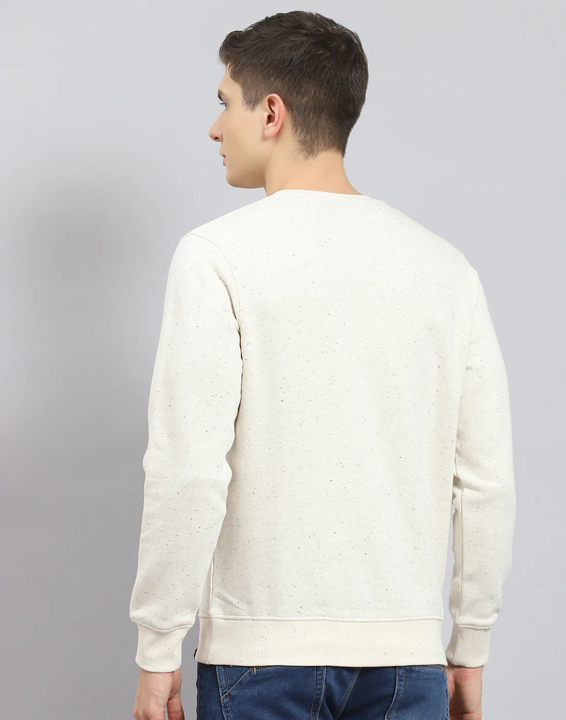 Men Beige Printed Round Neck Full Sleeve Sweatshirt - Image 7