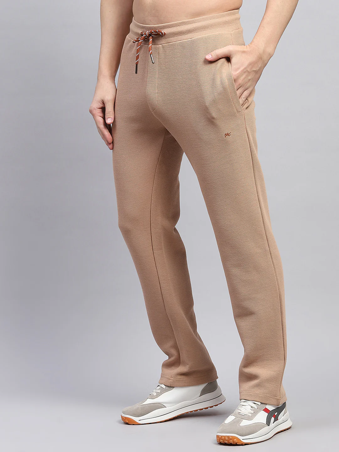 Men Beige Printed Round Neck Full Sleeve Winter Tracksuit - Image 7