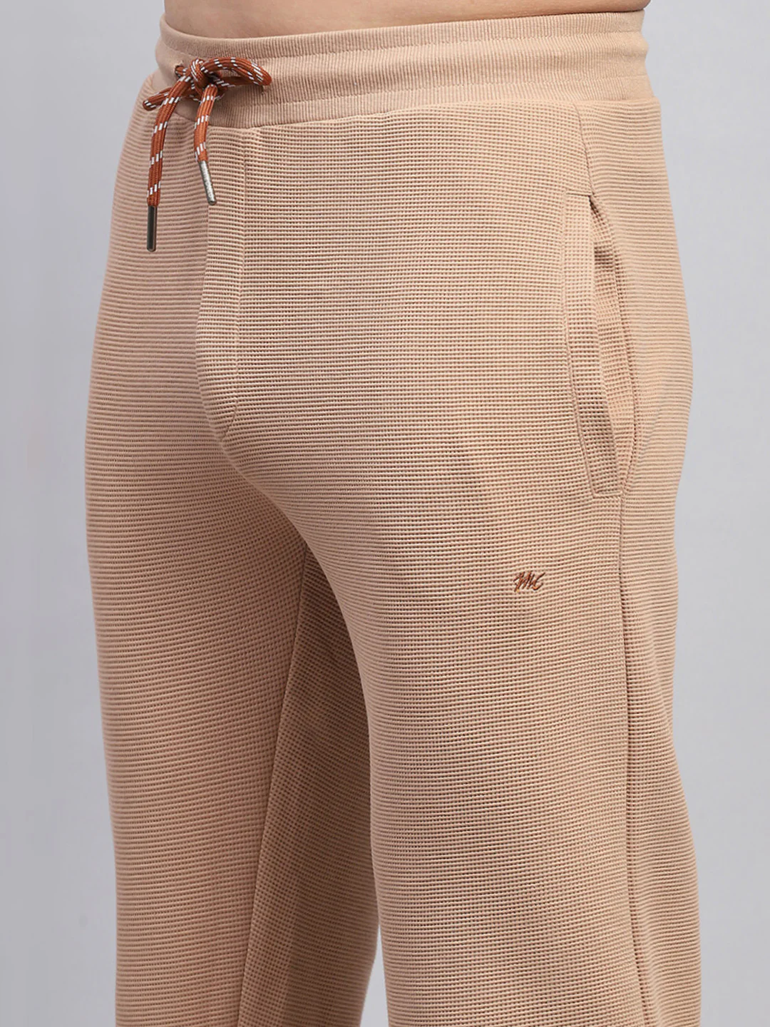 Men Beige Printed Round Neck Full Sleeve Winter Tracksuit - Image 8