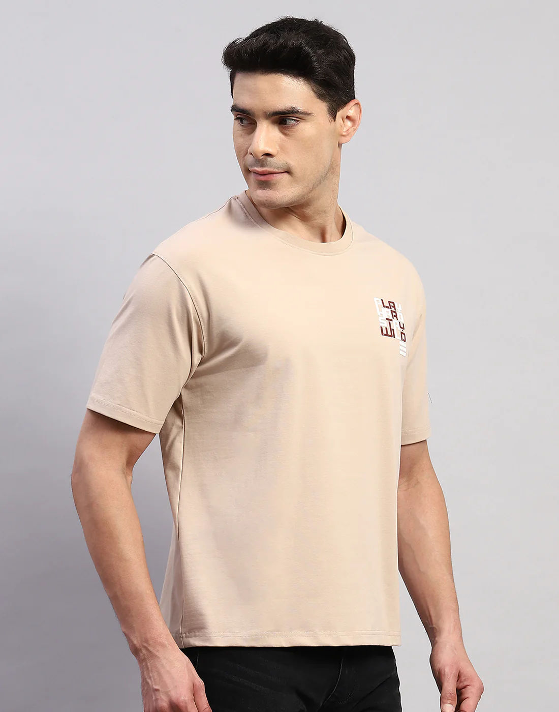 Rock.it Men Beige Printed Round Neck Half Sleeve T-Shirt - Image 6
