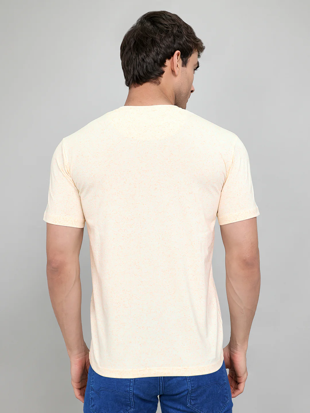 Men Beige Printed Round Neck Half Sleeve T-Shirt