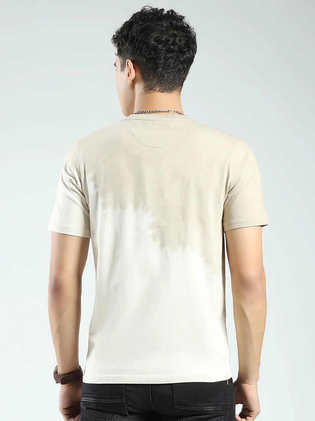 Rock.it Men Beige Printed Round Neck Half Sleeve T-Shirt - Image 5
