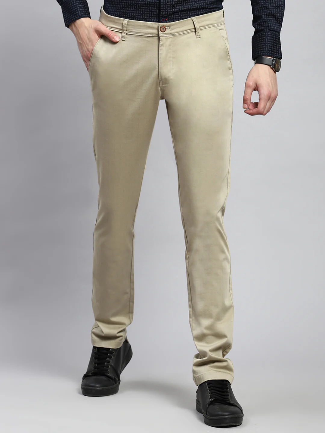 Men Beige Regular Fit Trouser - Image 2