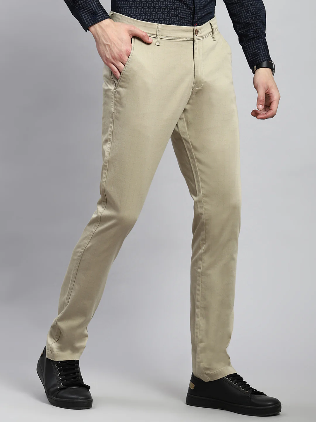 Men Beige Regular Fit Trouser - Image 3