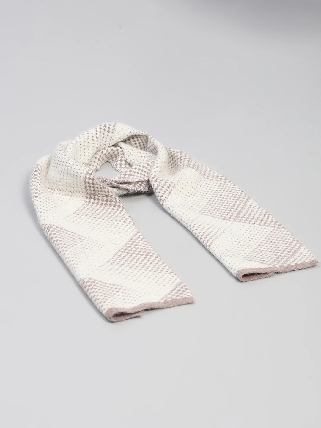 Men Beige Self Design Angoora Muffler - Image 6