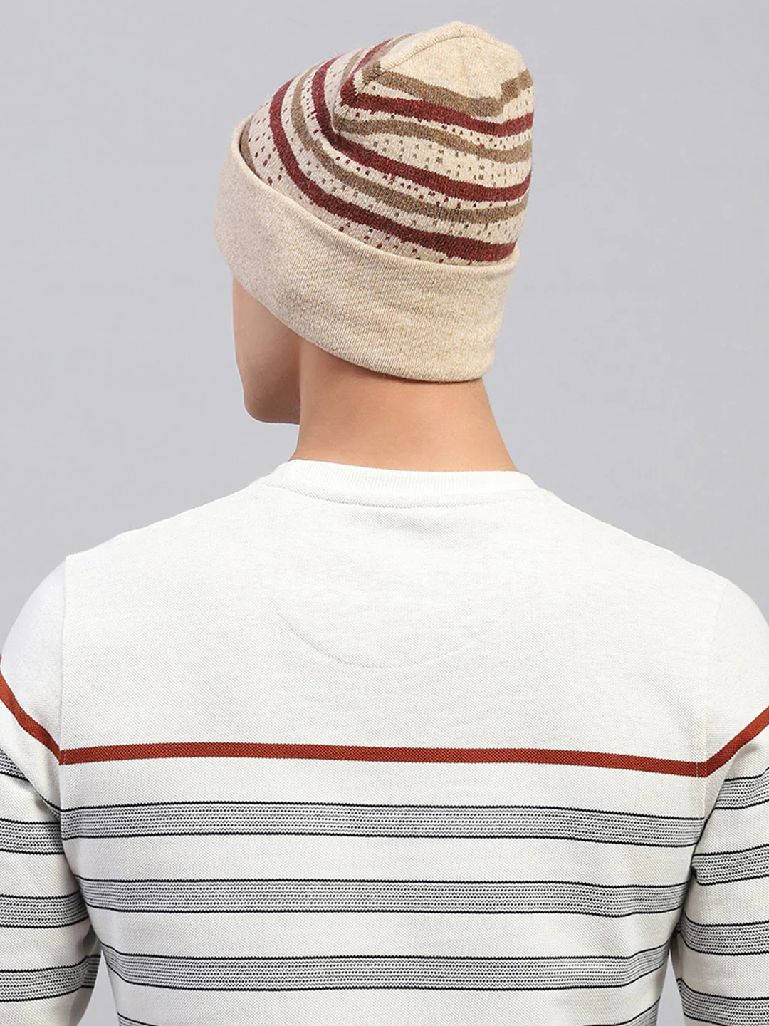Men Beige Self Design Cap - Image 4