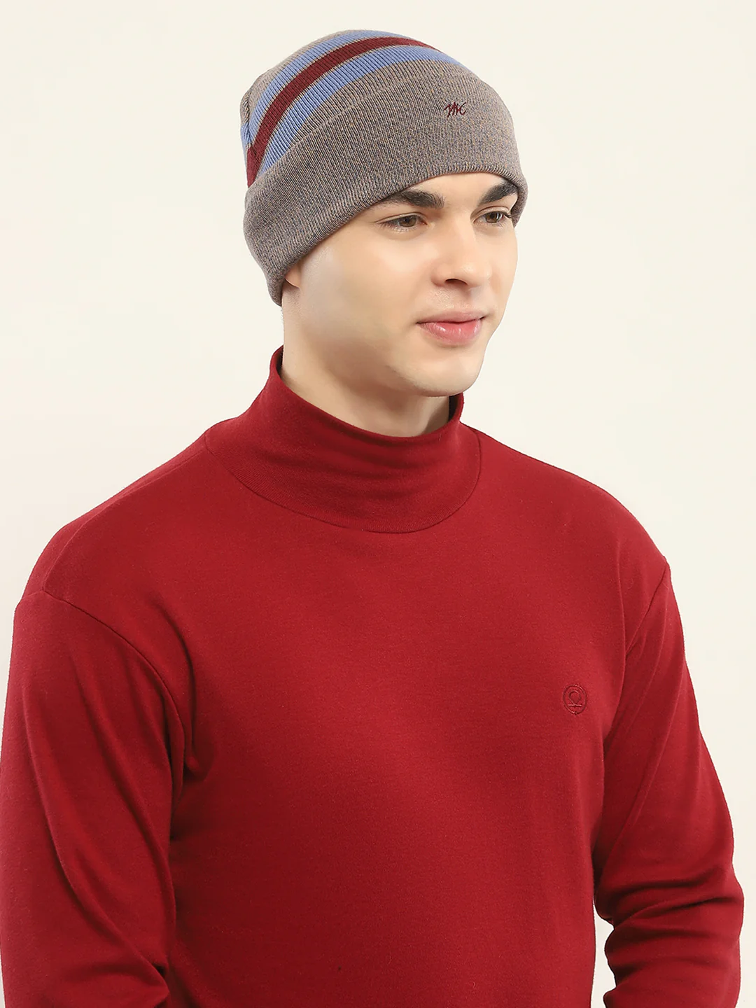 Men Beige Self Design Cap - Image 4