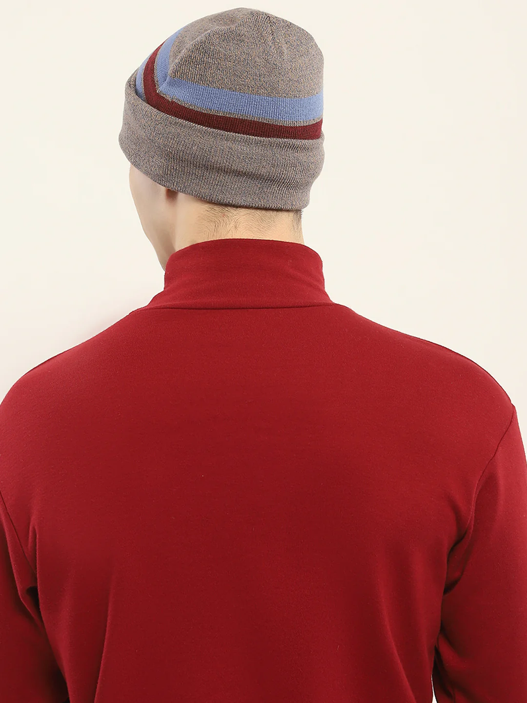 Men Beige Self Design Cap - Image 5