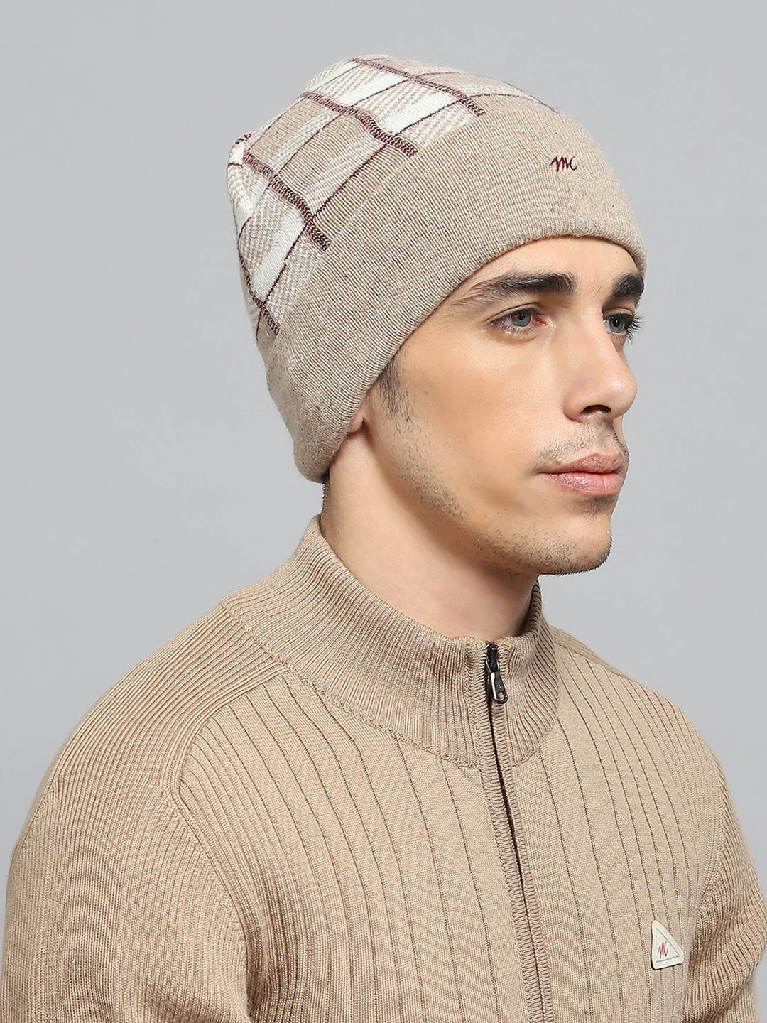 Men Beige Self Design Cap - Image 4