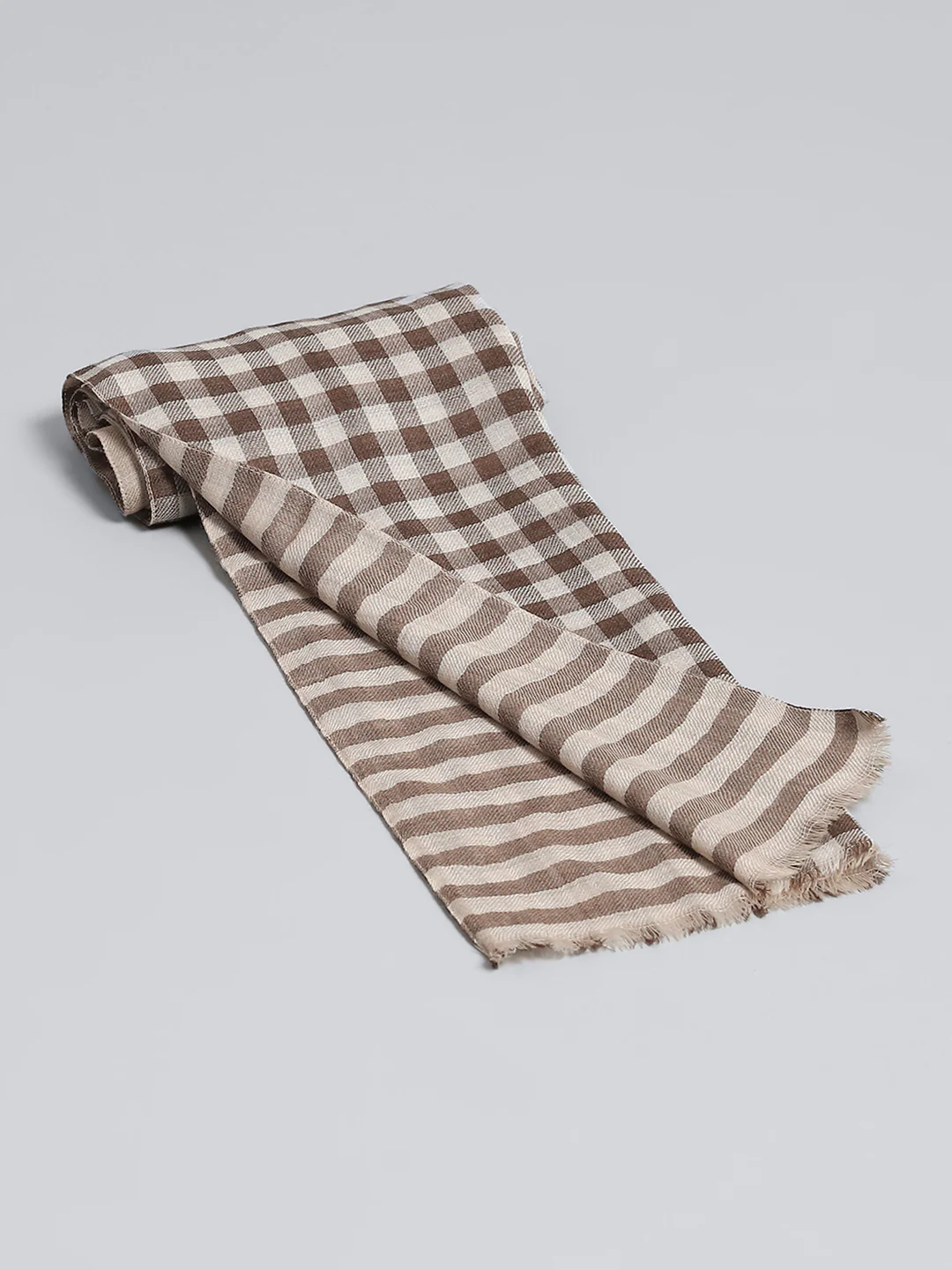 Men Beige Self Design Muffler - Image 6