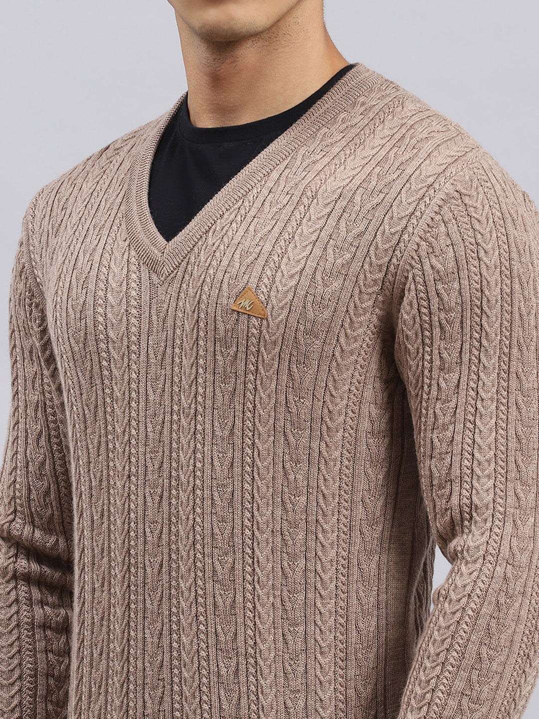 Men Beige Self Pullover - Image 6