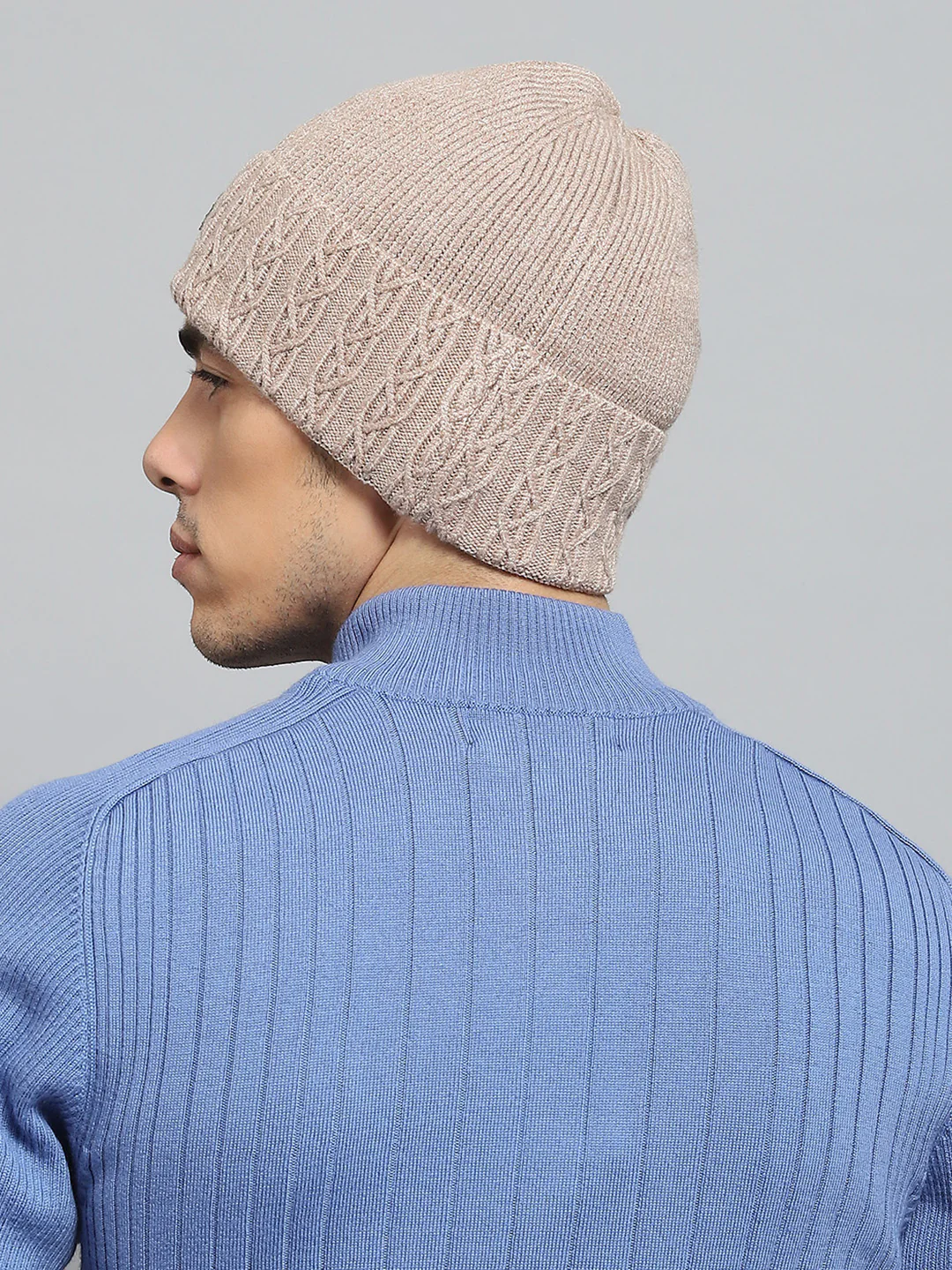 Men Beige Solid Cap - Image 5
