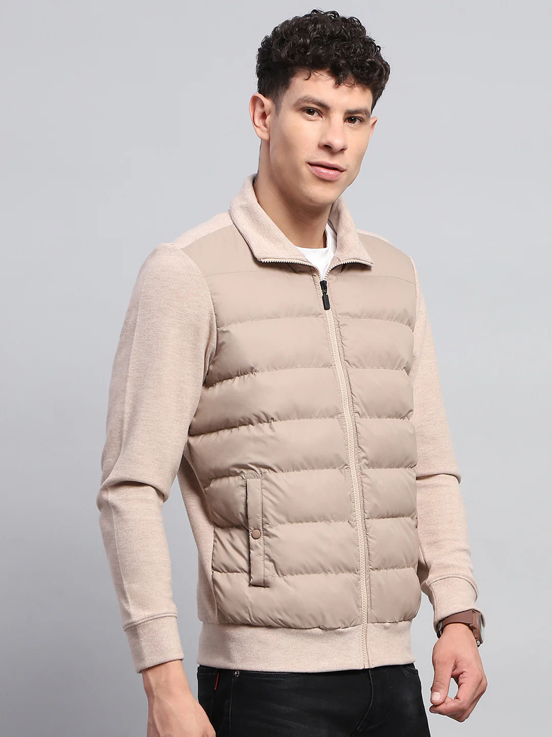 Rock.it Men Beige Solid Collar Full Sleeve Jacket - Image 4