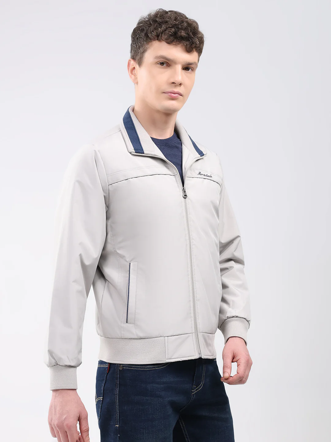 Men Beige Solid Collar Full Sleeve Jacket - Image 4