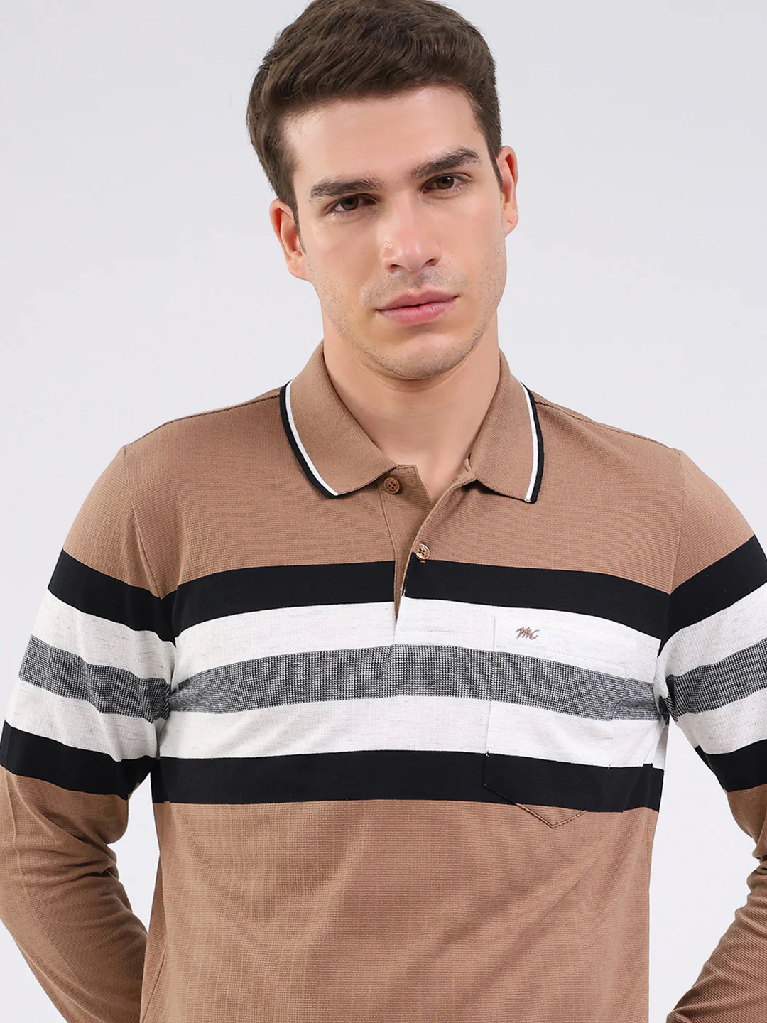 Men Beige Solid Collar Full Sleeve Winter Tracksuit - Image 6