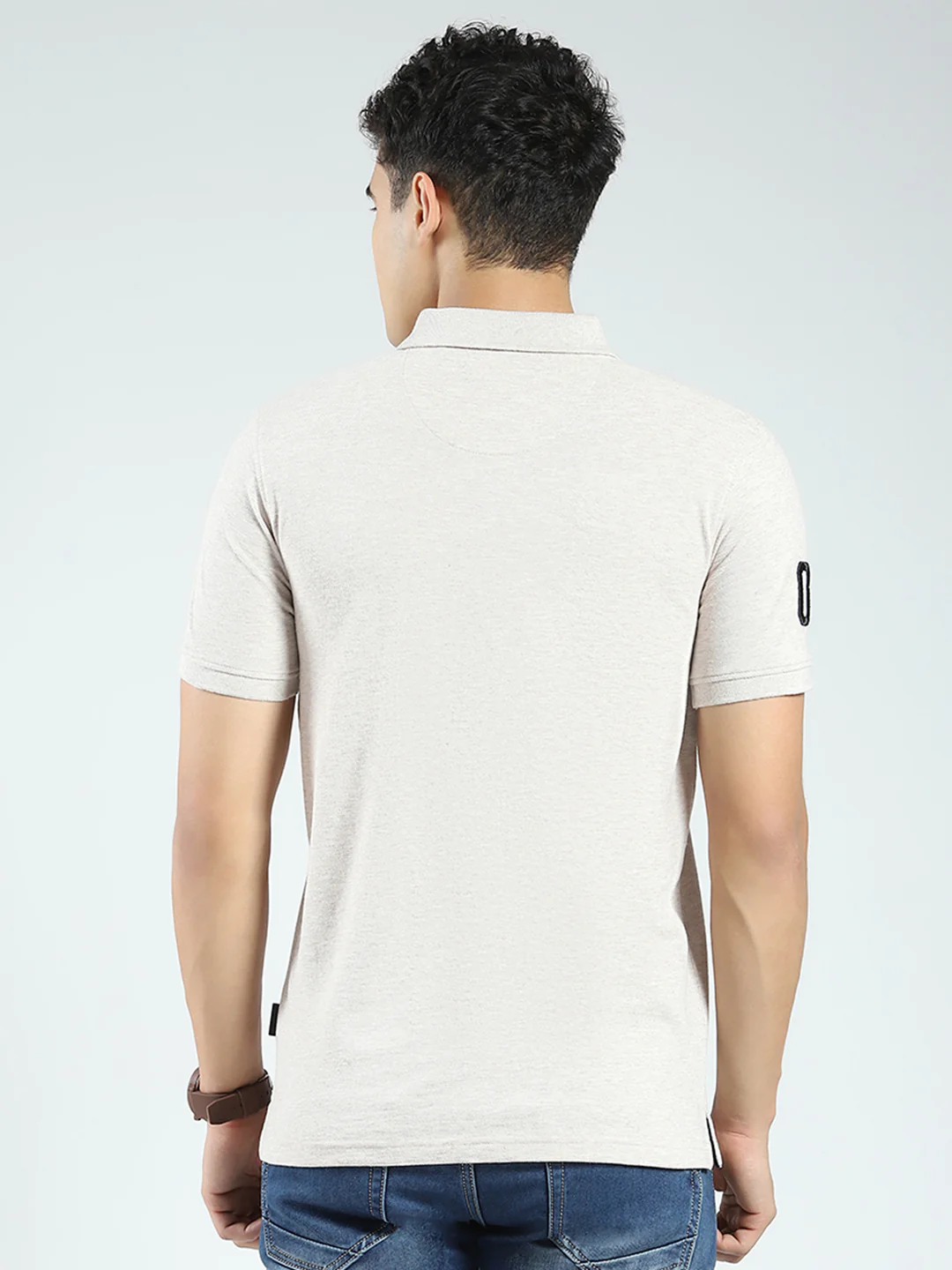 Rock.it Men Beige Solid Collar Half Sleeve T-Shirt - Image 5