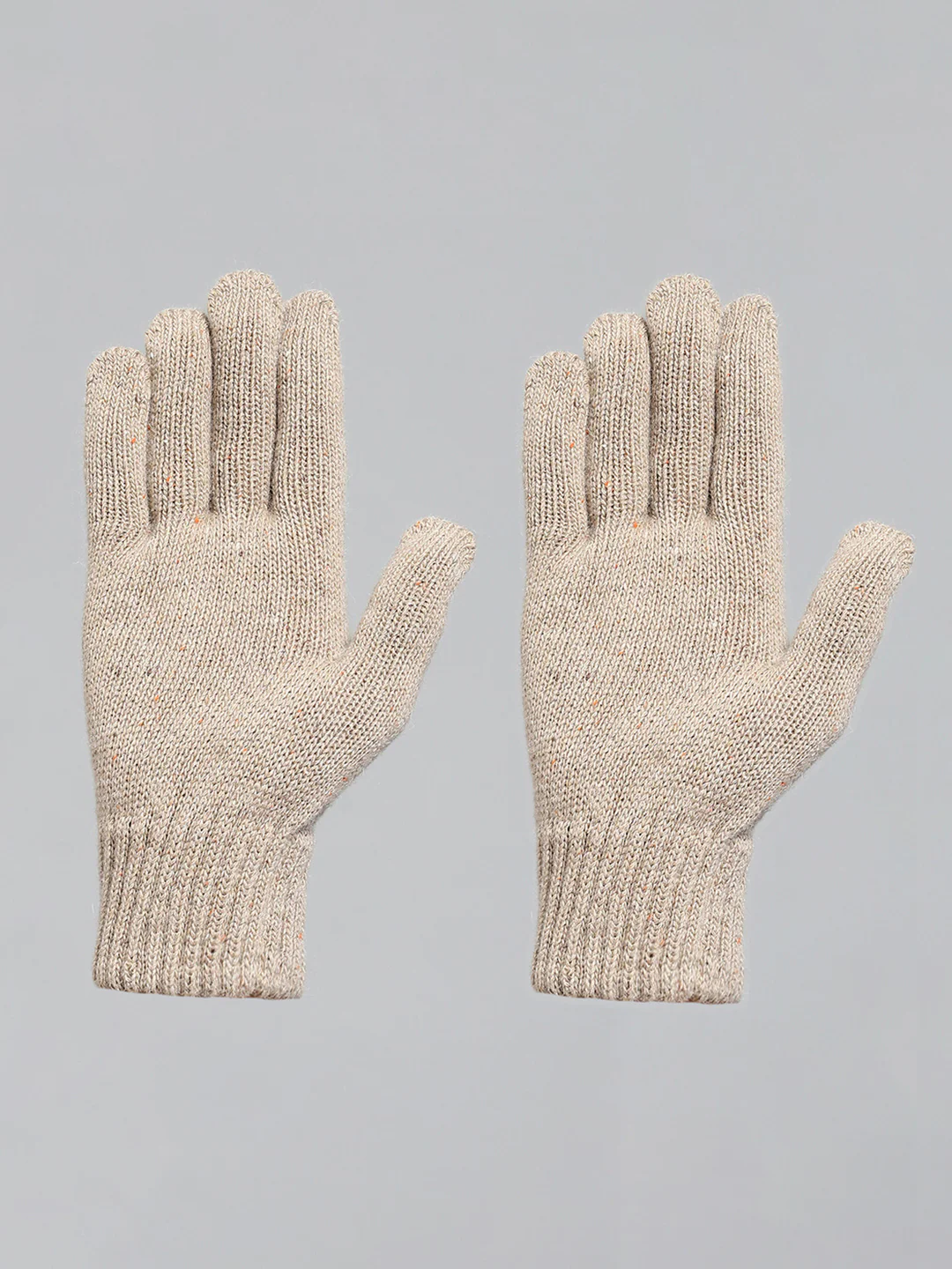 Men Beige Solid Gloves