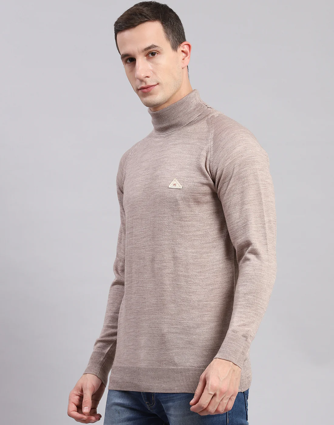 Men Beige Solid H Neck Full Sleeve Sweaters/Pullovers - Image 4
