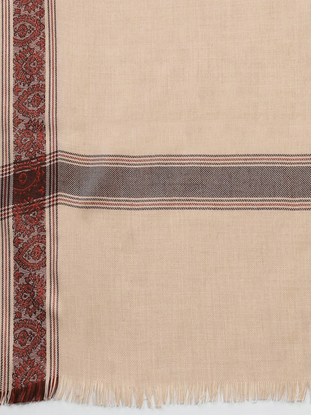 Men Beige Solid Lohi Shawl - Image 6