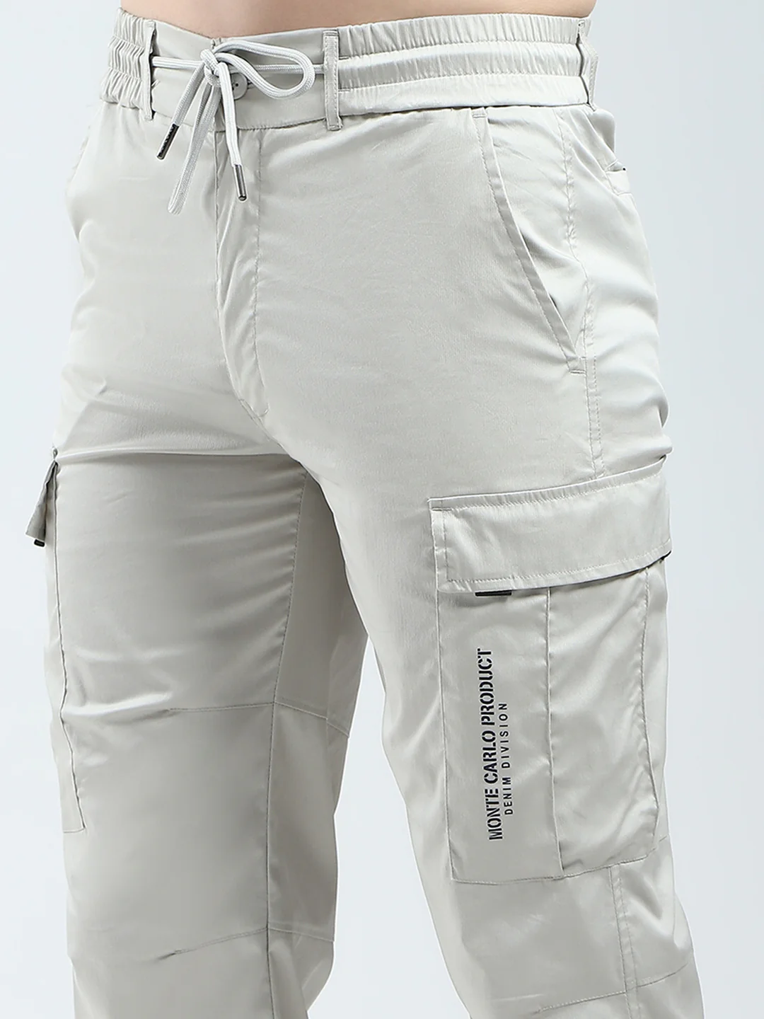 Men Beige Solid Regular Fit Cargo - Image 6