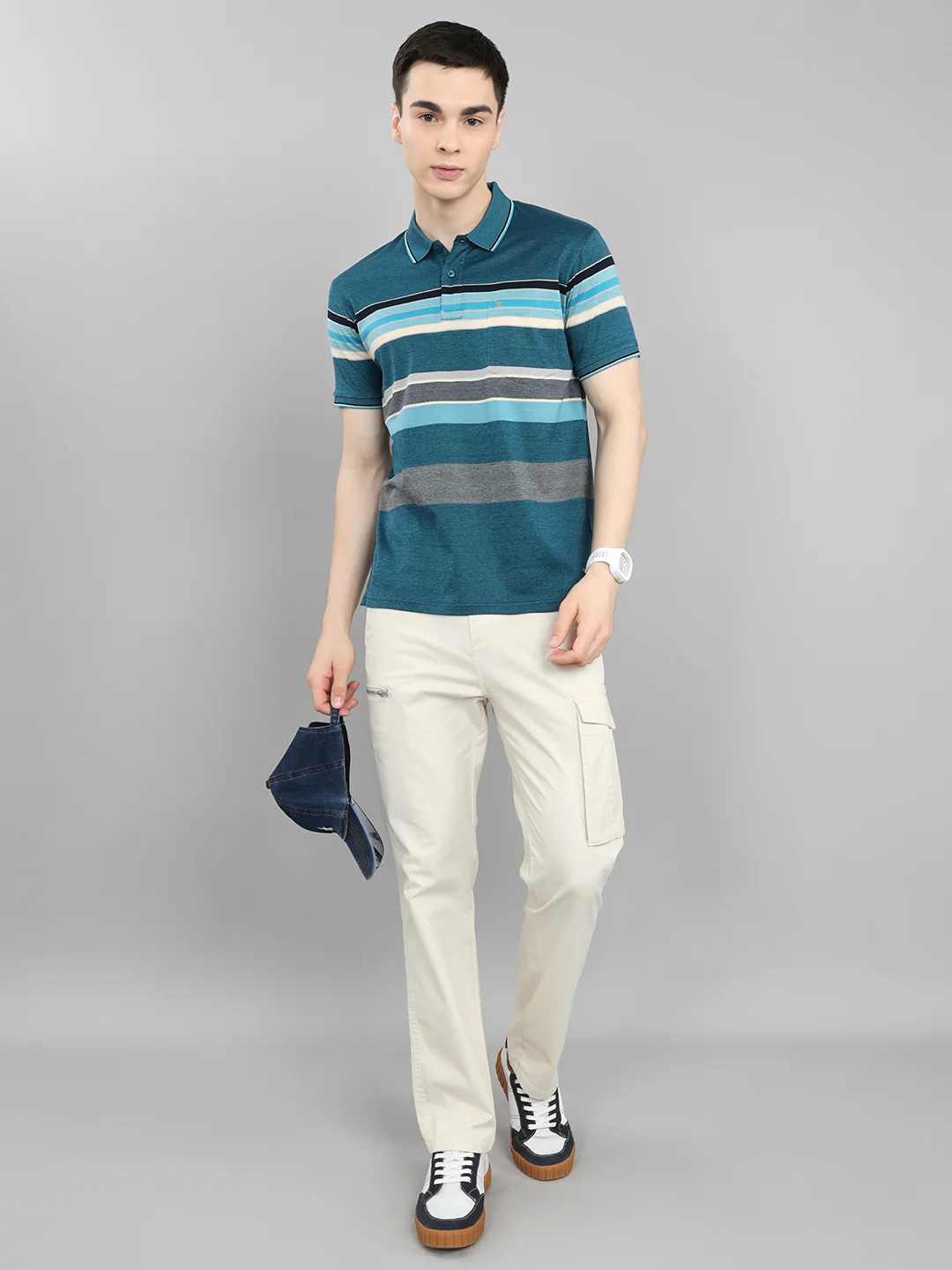Men Beige Solid Regular Fit Cargo - Image 6