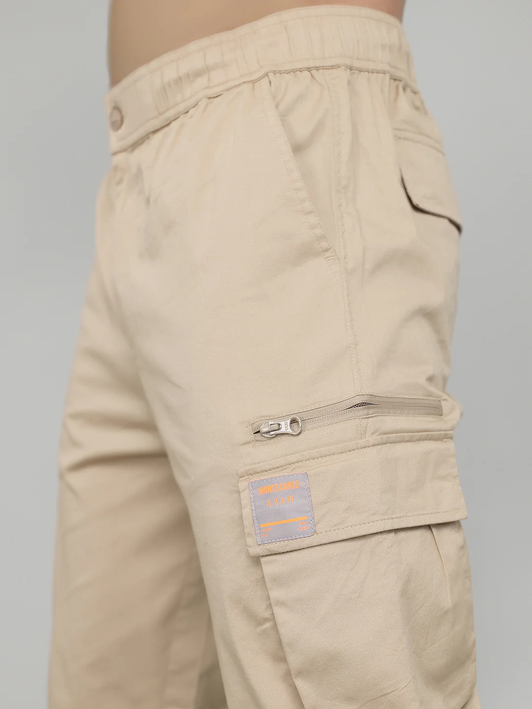 Men Beige Solid Regular Fit Cargo - Image 5