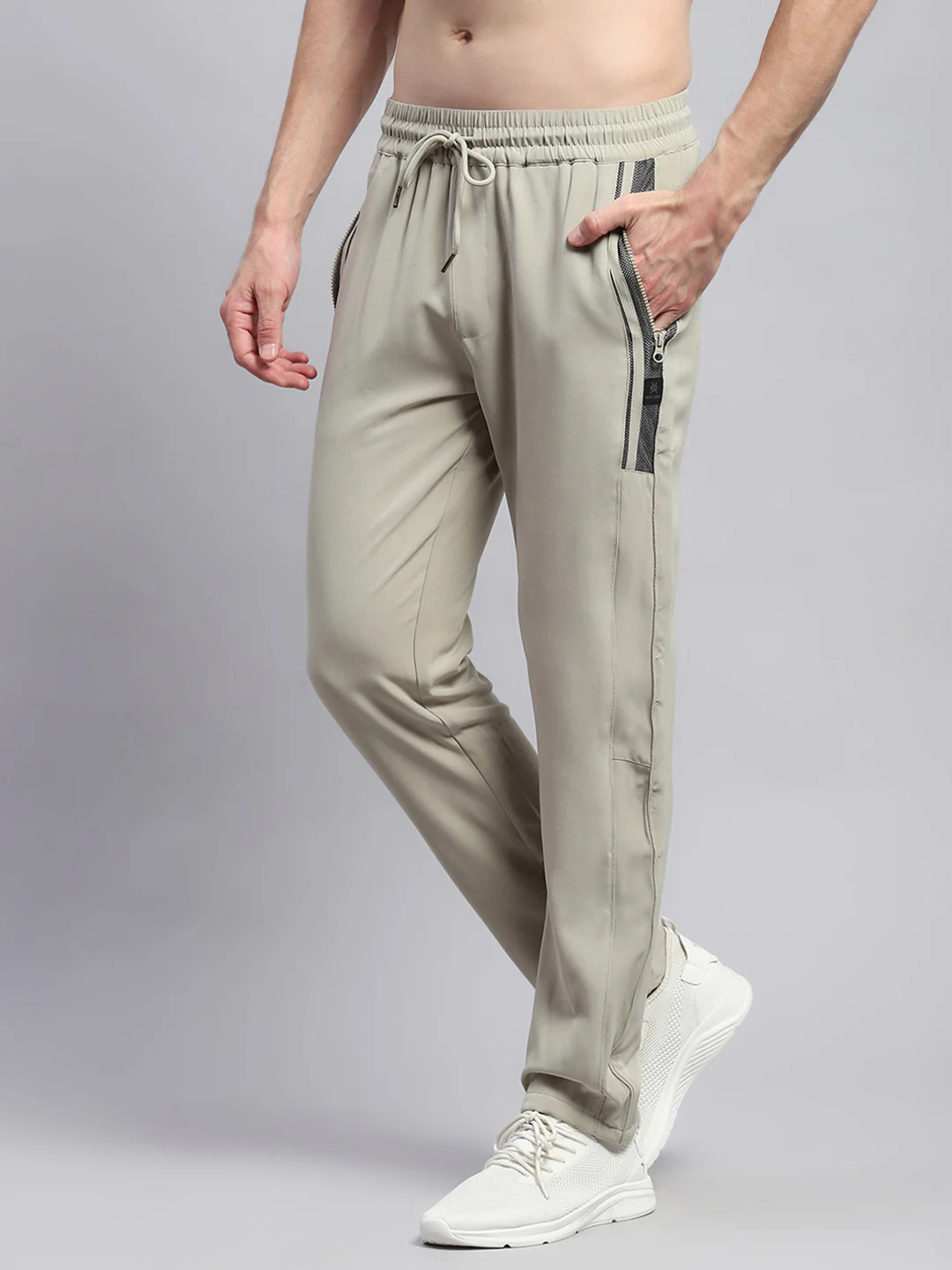 Men Beige Solid Regular Fit Lower - Image 3