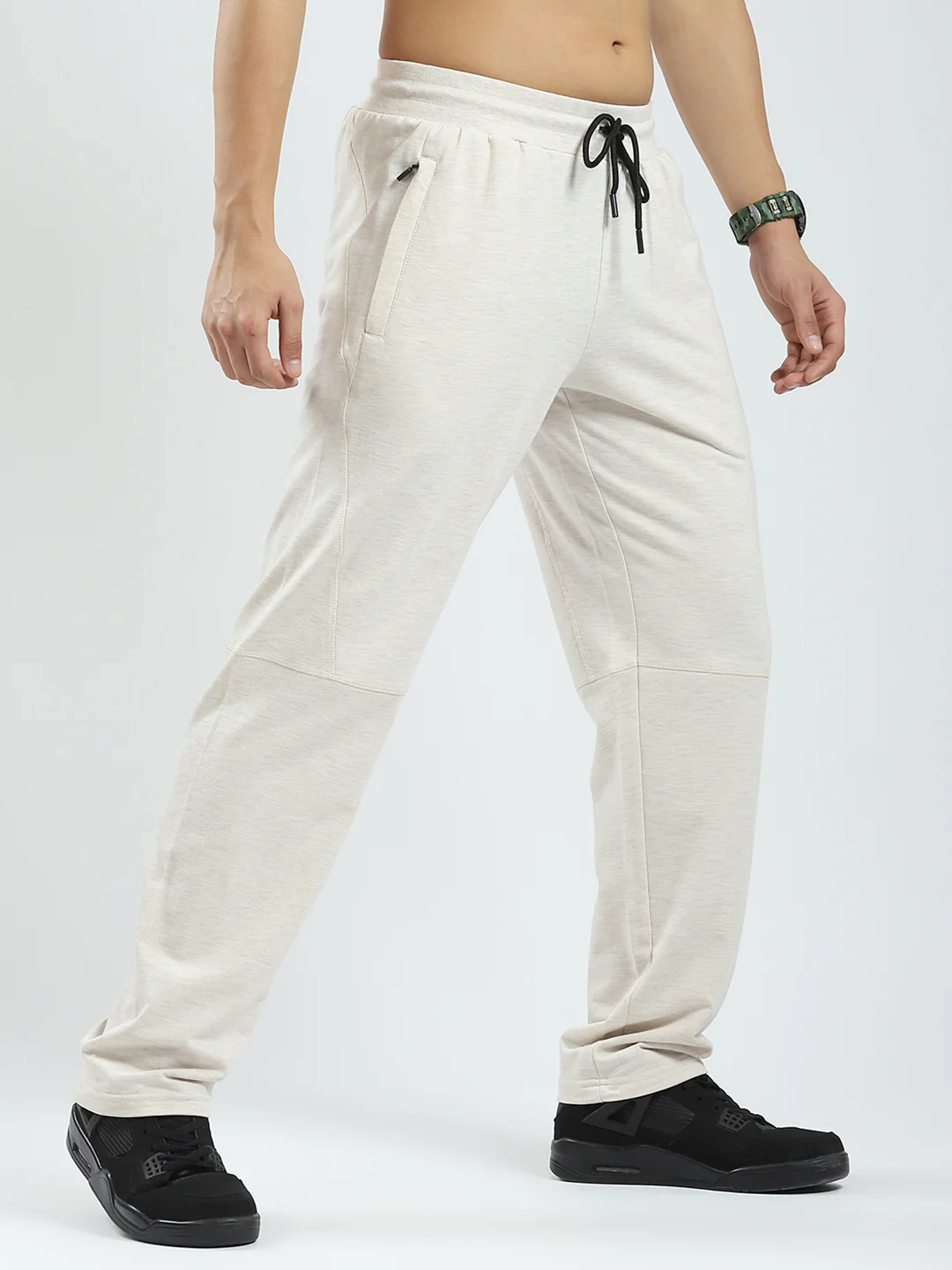 Rock.it Men Beige Solid Regular Fit Lower - Image 4