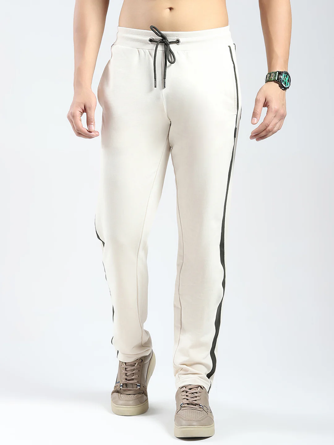Rock.it Men Beige Solid Regular Fit Lower
