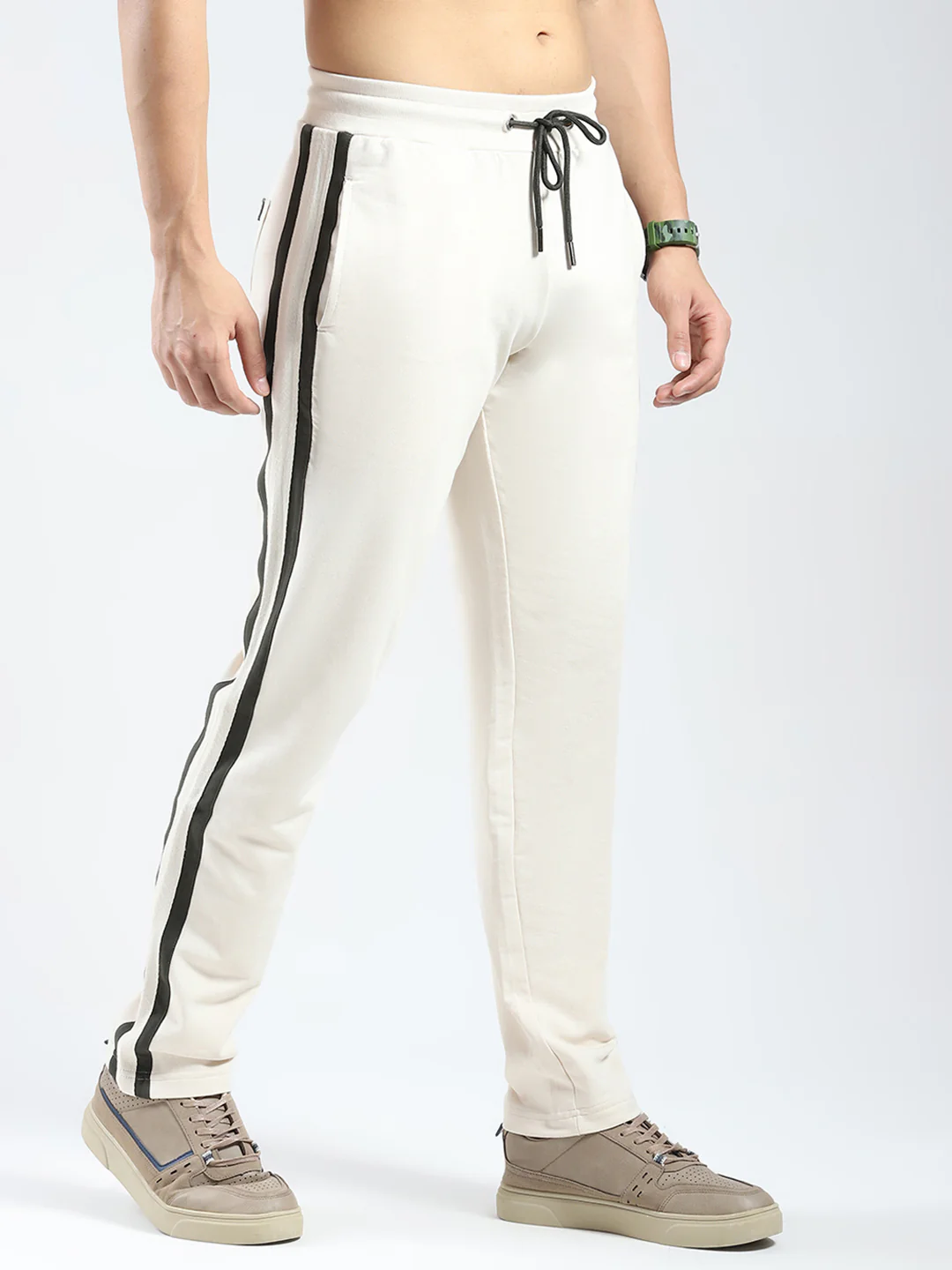 Rock.it Men Beige Solid Regular Fit Lower - Image 4