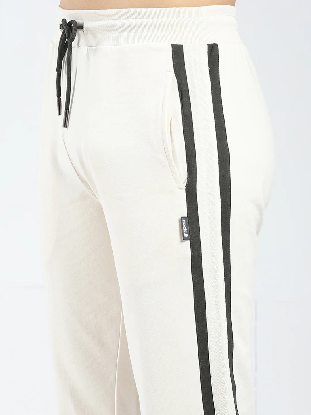Rock.it Men Beige Solid Regular Fit Lower - Image 6