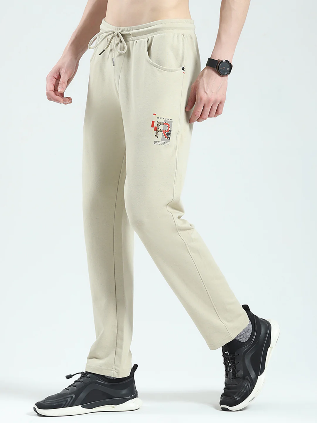 Men Beige Solid Regular Fit Lower - Image 3