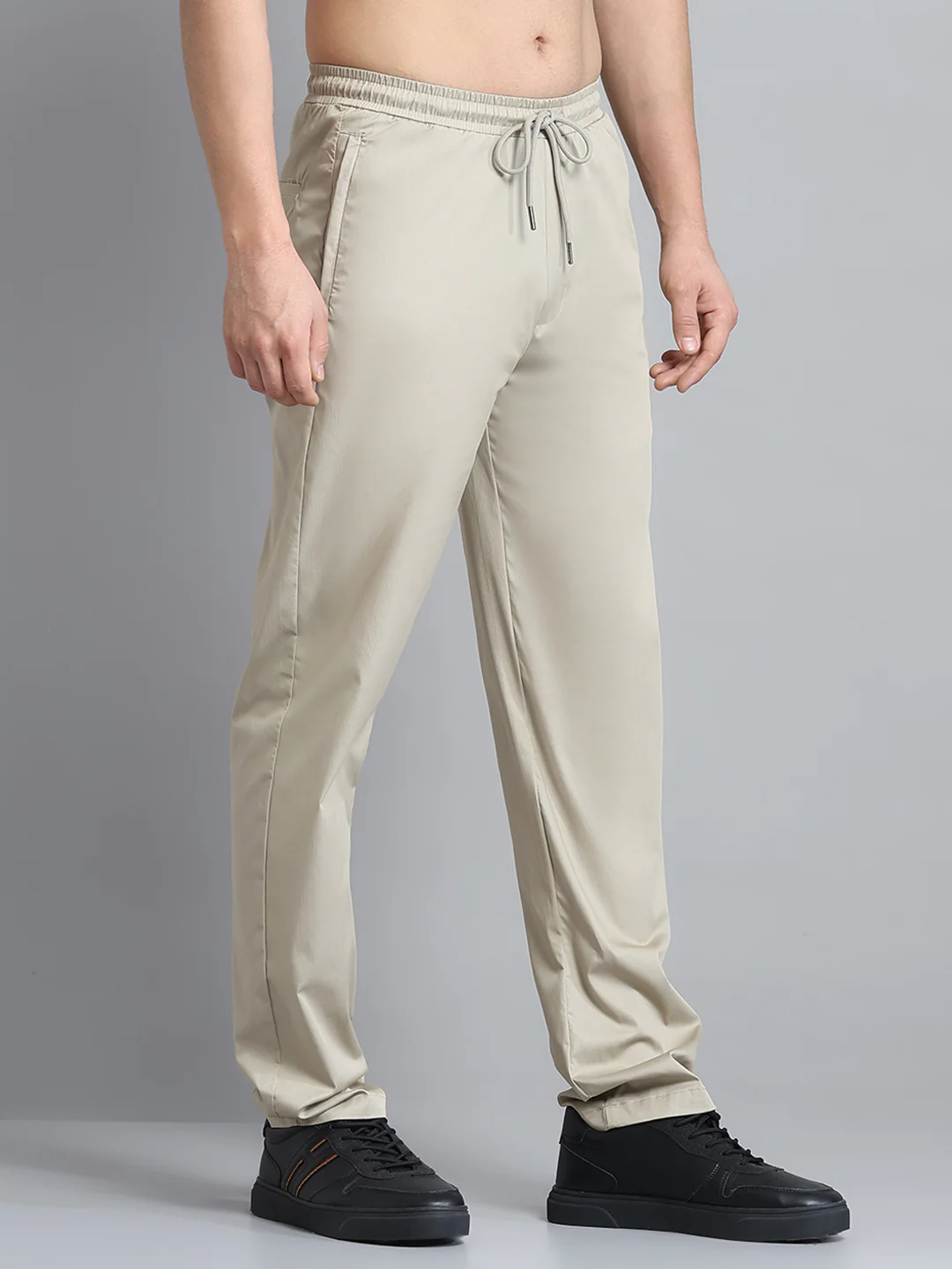 Men Beige Solid Regular Fit Lower - Image 4