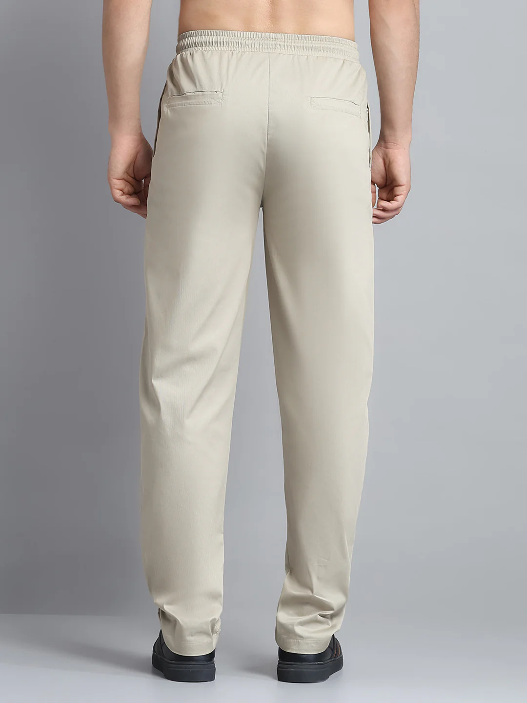 Men Beige Solid Regular Fit Lower - Image 5