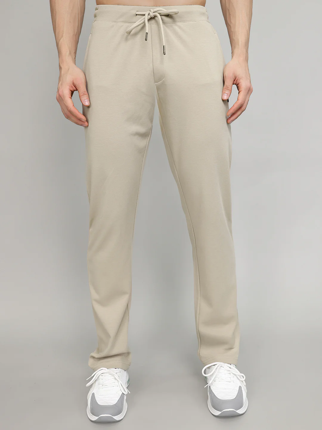 Men Beige Solid Regular Fit Lower