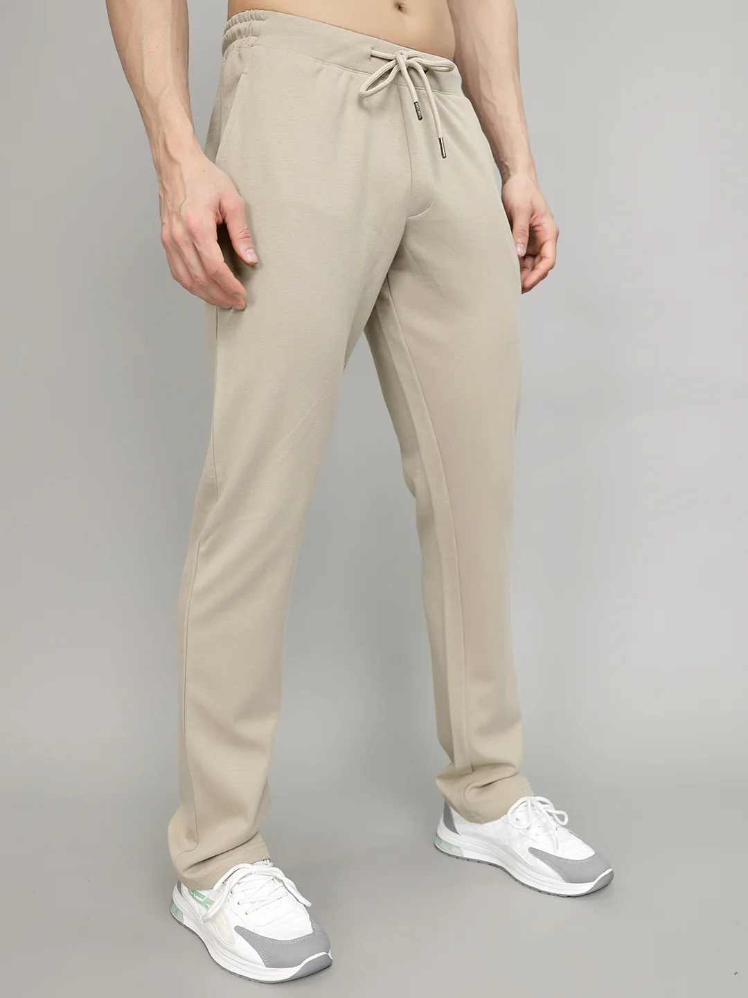 Men Beige Solid Regular Fit Lower - Image 3