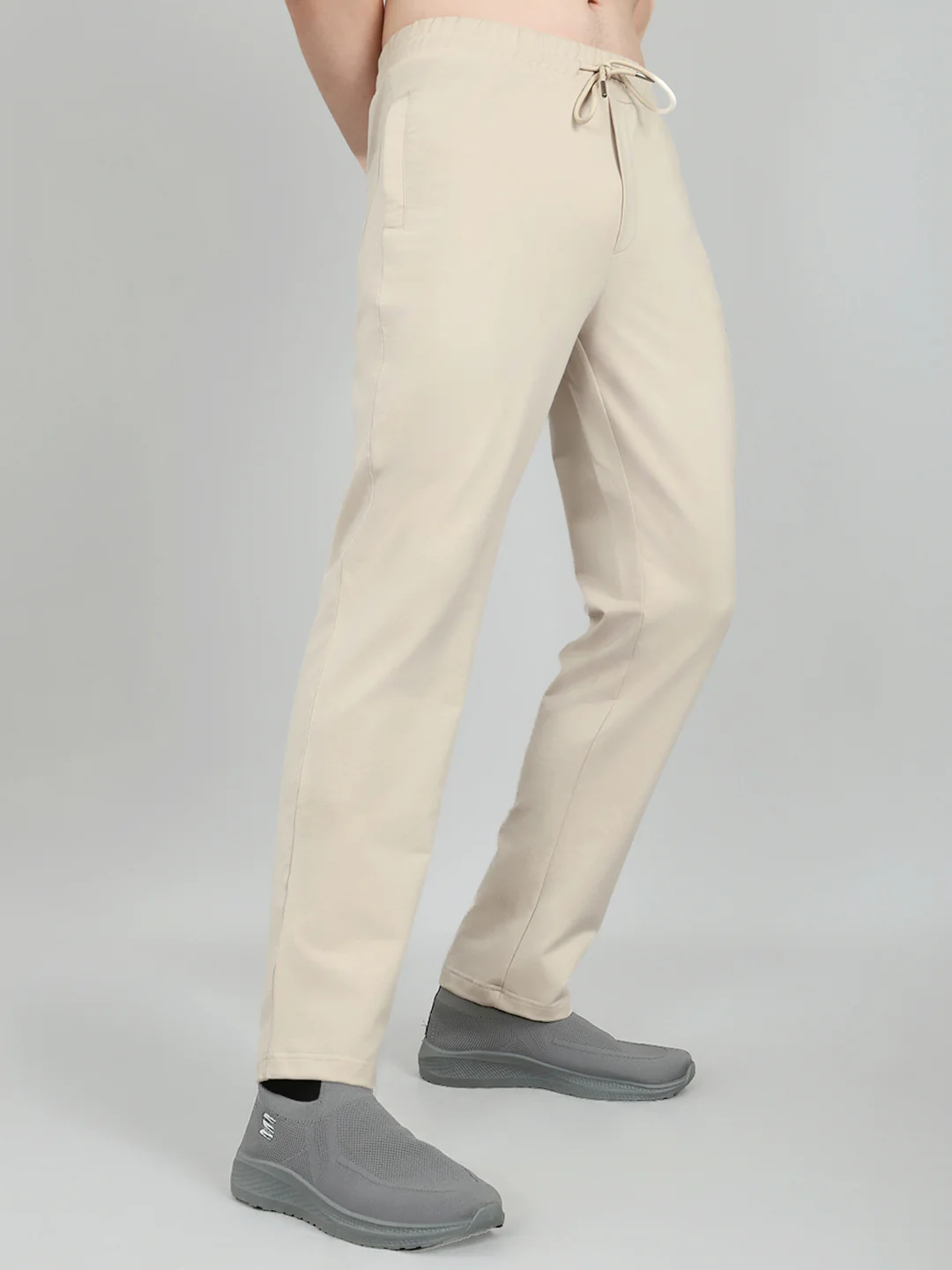 Men Beige Solid Regular Fit Lower - Image 3