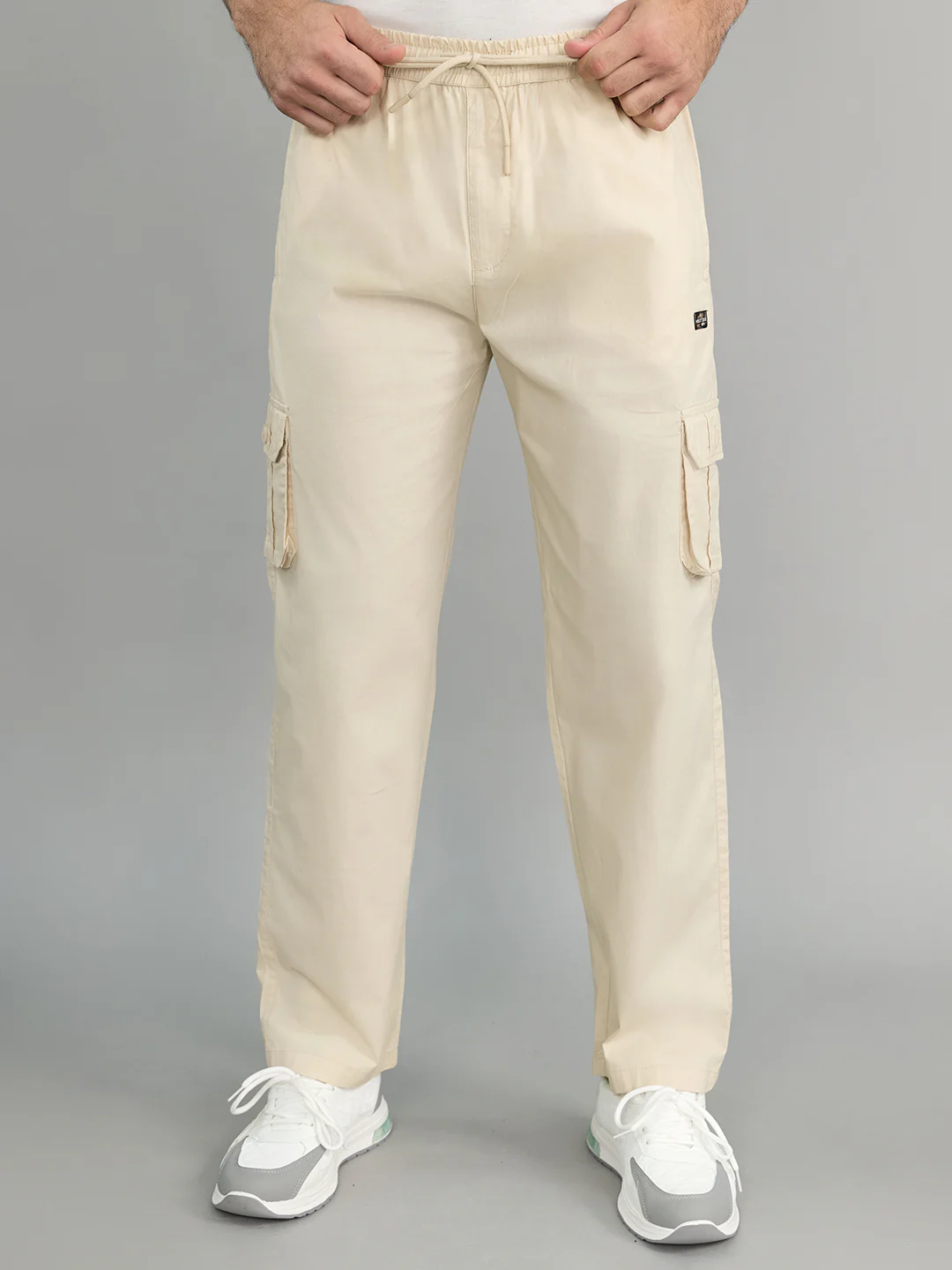 Men Beige Solid Regular Fit Lower