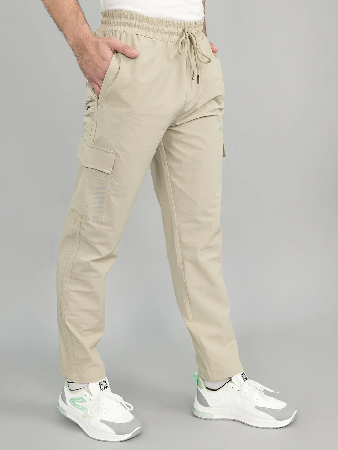 Men Beige Solid Regular Fit Lower - Image 2