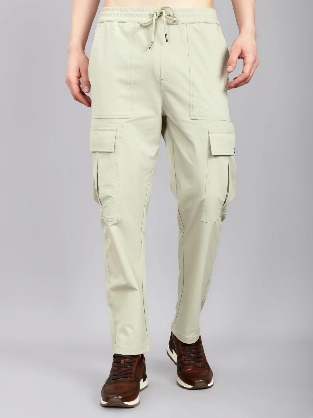 Men Beige Solid Regular Fit Lower