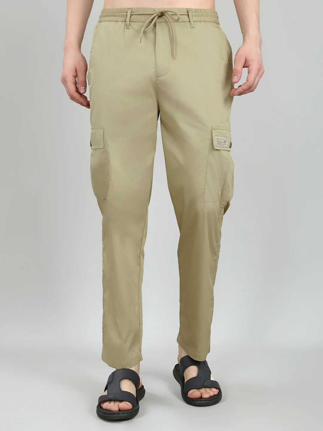Men Beige Solid Regular Fit Lower