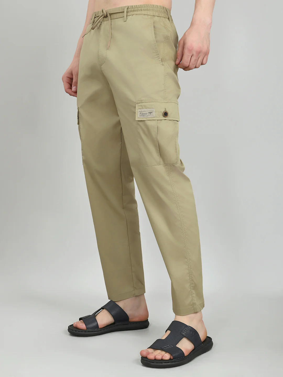 Men Beige Solid Regular Fit Lower - Image 2