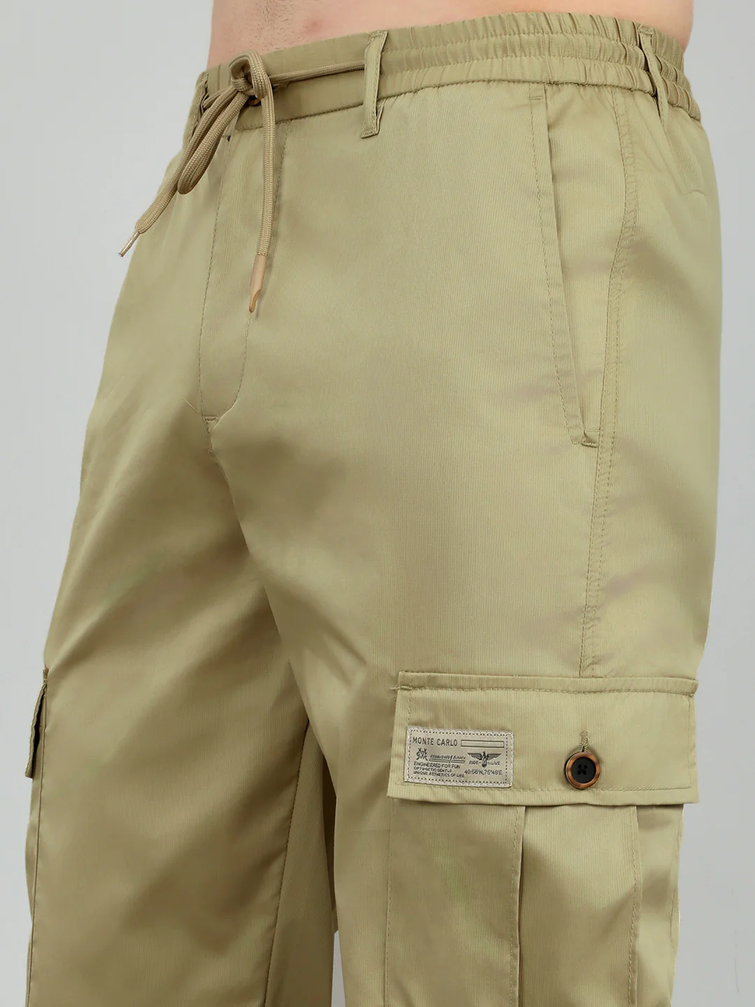 Men Beige Solid Regular Fit Lower - Image 4