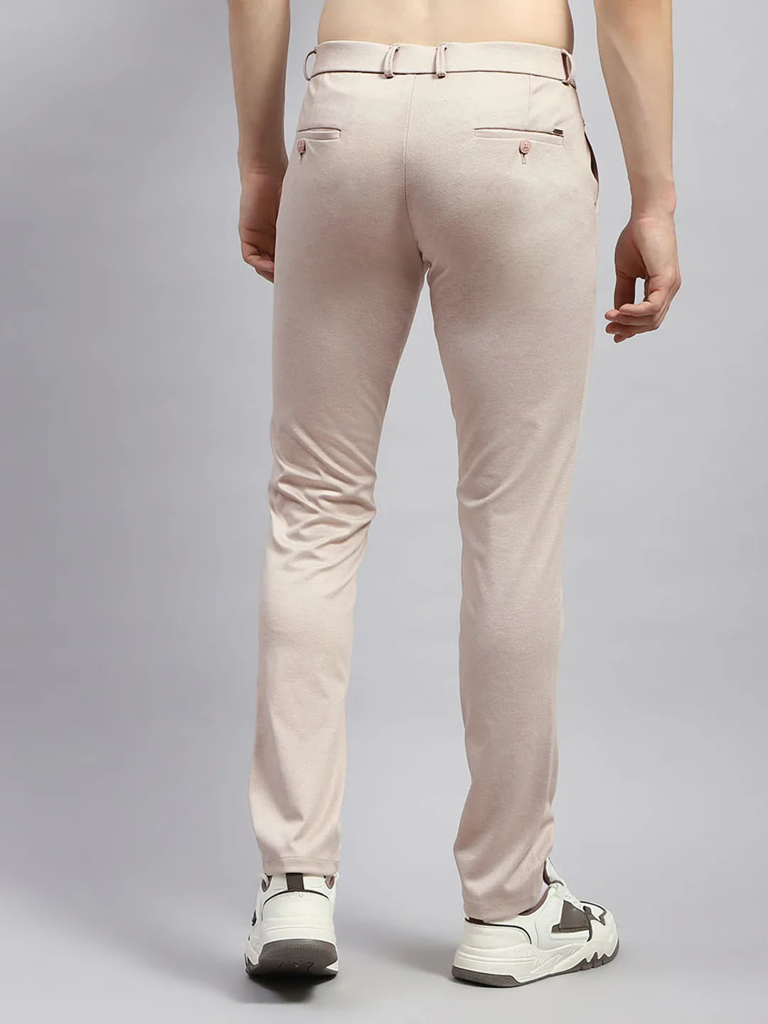 Men Beige Solid Regular Fit Trouser - Image 5