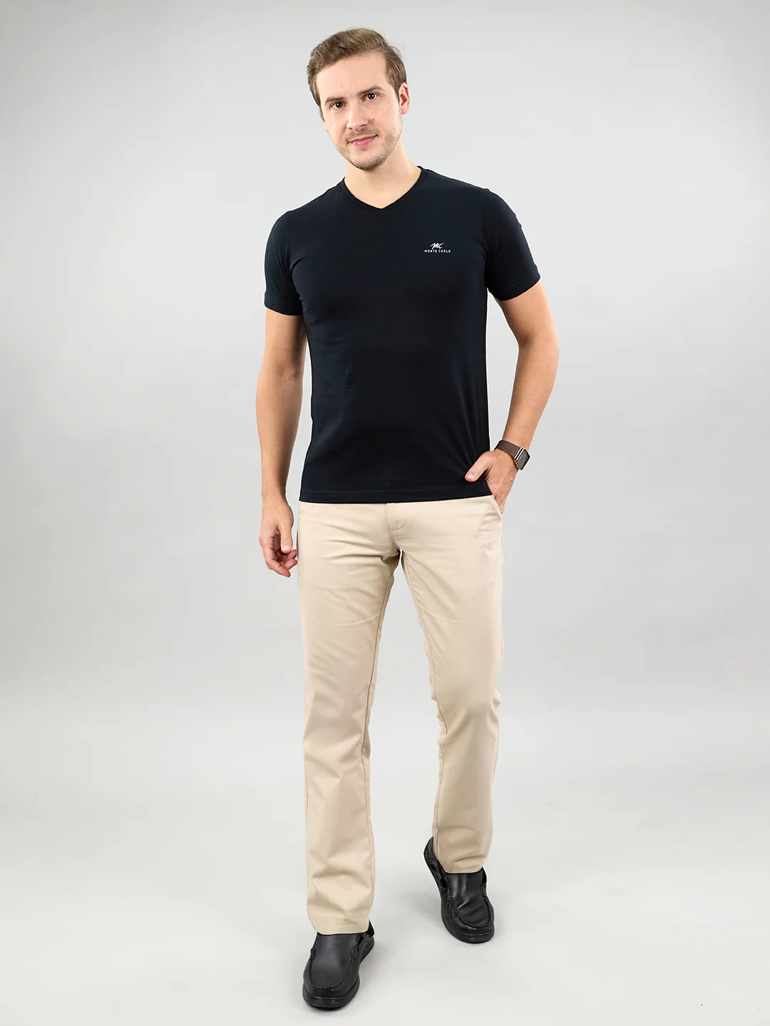 Men Beige Solid Regular Fit Trouser - Image 6