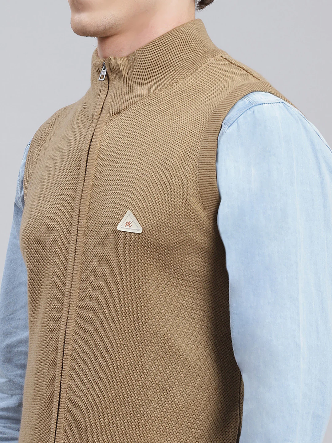 Men Beige Solid Wool blend Sweater - Image 6